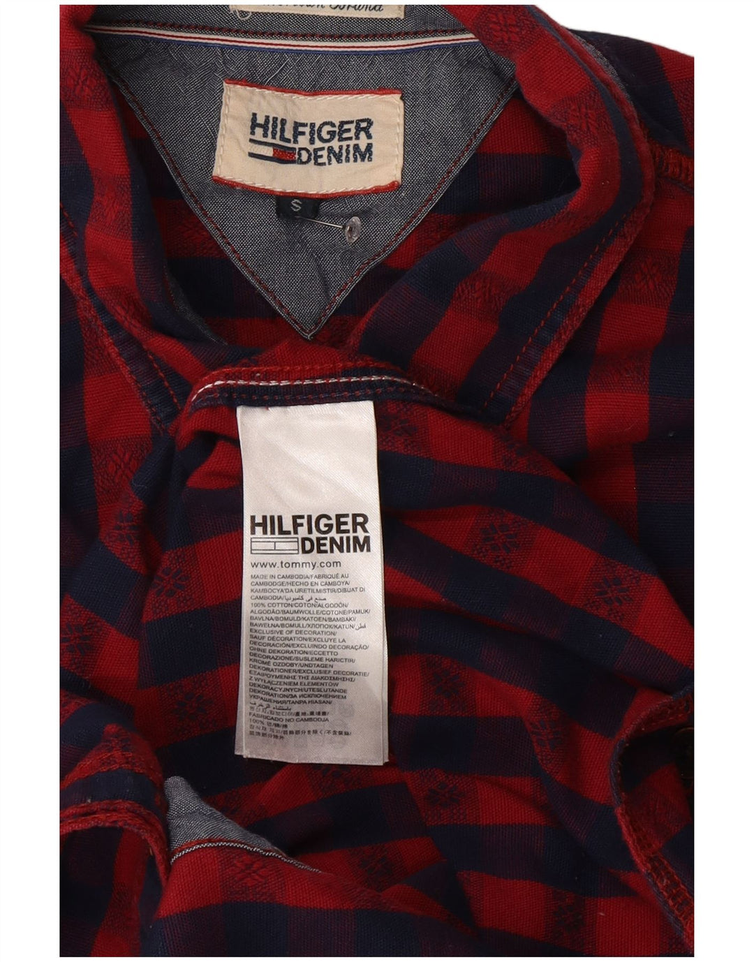 Tommy Hilfiger Herren-Hemd in normaler Passform, klein, rot kariert, Baumwolle