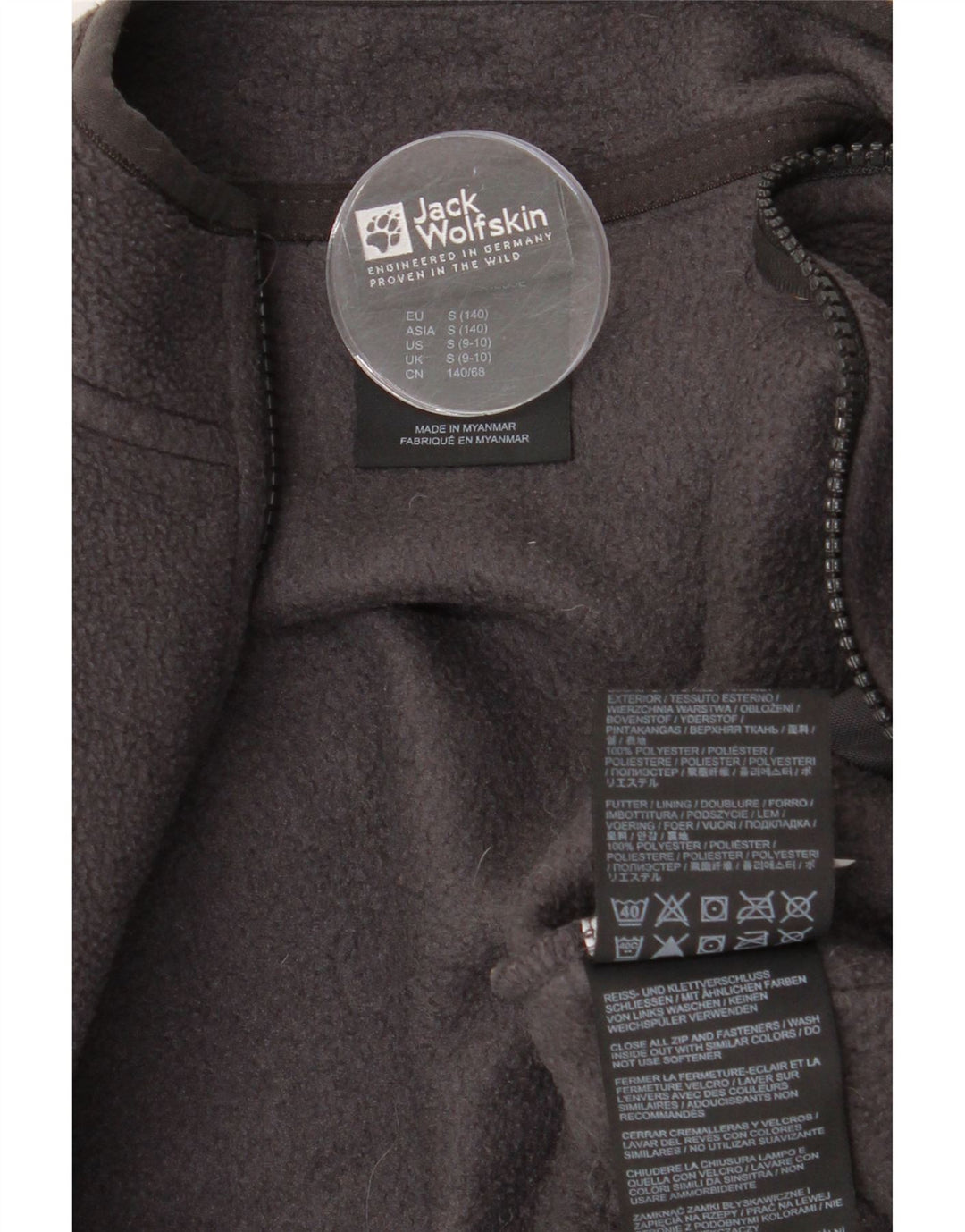 Jack Wolfskin Fleecejacke für Jungen, 9–10 Jahre, Größe S, Grau, Polyester