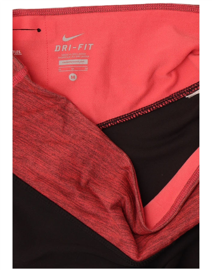 Nike Damen Dri Fit Capri-Leggings UK 14 Mittelschwarz Farbblock