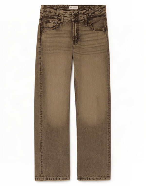 Zara Damen-Jeans mit hoher Taille und weitem Bein, EU 36, XS, B26, L29, graue Baumwolle