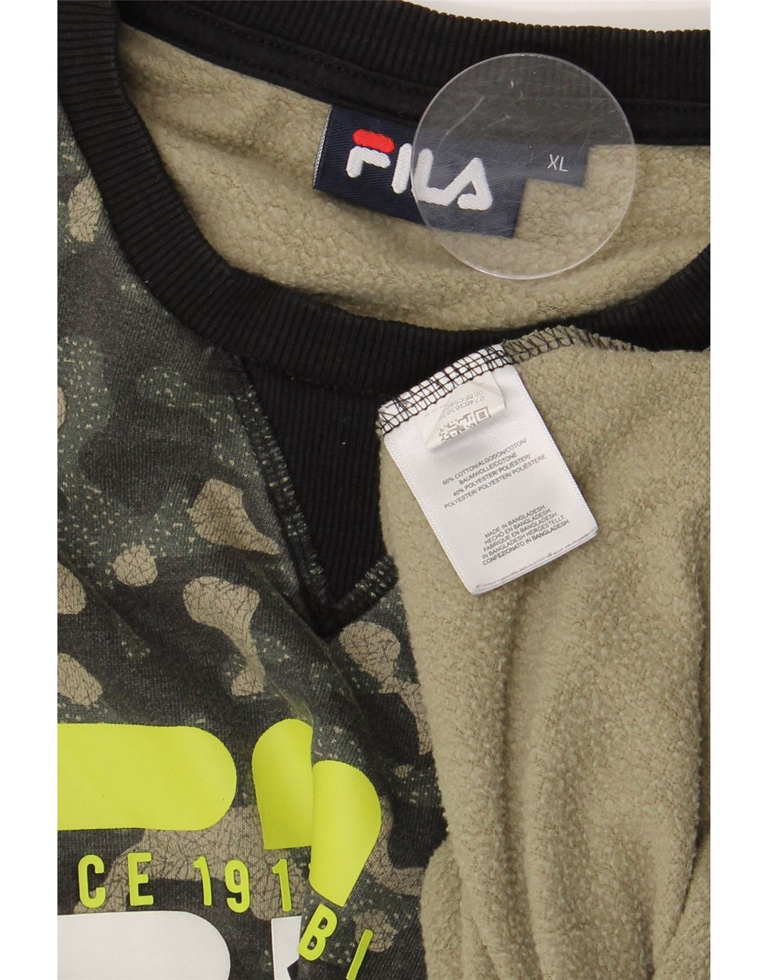 Fila Herren Grafik Sweatshirt Pullover XL Khaki Camouflage Baumwolle