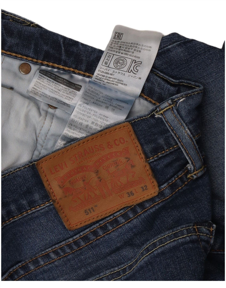 Levi's Herren 511 Distressed Slim Jeans W36 L32 Blaue Baumwolle