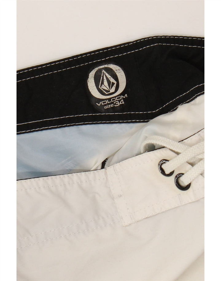 Volcom Herren-Badeshorts mit Grafik, groß, Weiß, Farbblock