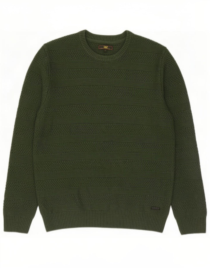 Lee Herren-Pullover mit Rundhalsausschnitt, groß, grünes Acryl