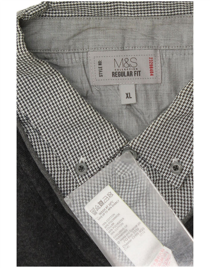 Marks & Spencer Herren-Pullover mit V-Ausschnitt, XL, graue Baumwolle