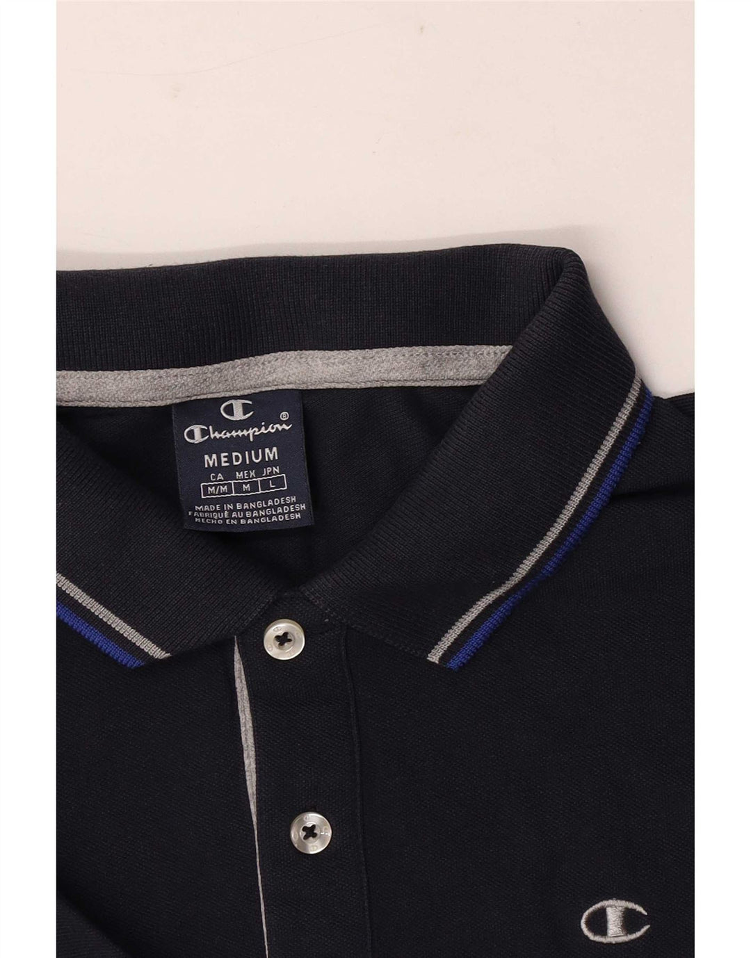 Champion Herren Poloshirt Mittel Marineblau gestreift