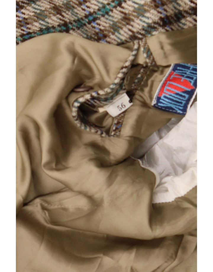 Vintage Herren 2-Knopf-Blazerjacke IT 56 3XL Grüne Hahnentrittwolle