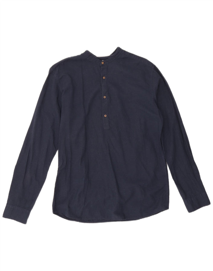 Jack & Jones Slim-Fit-Pulloverhemd für Herren aus mittelblauer Baumwolle