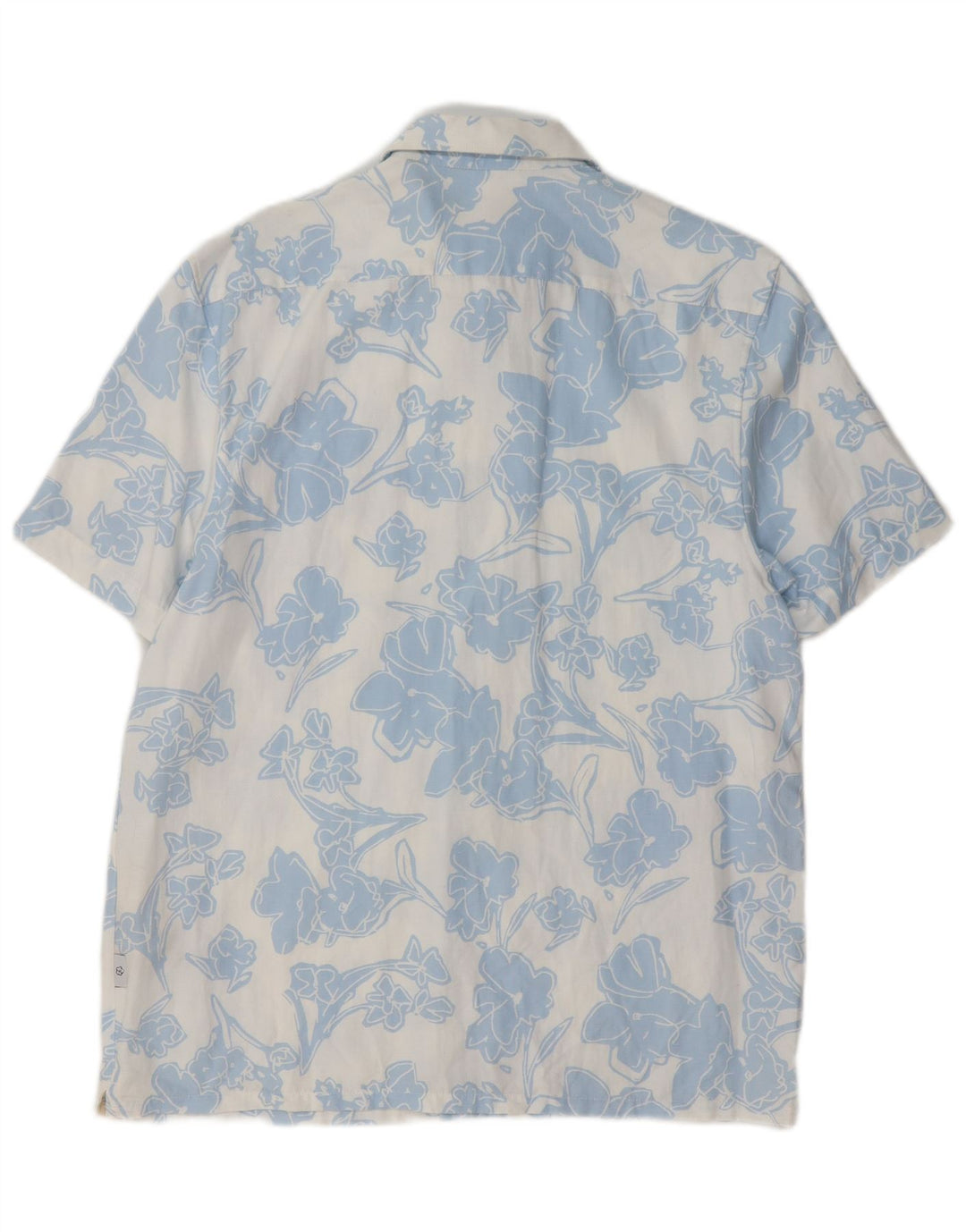Ted Baker Herren-Kurzarmhemd, Größe 3, mittelblaues Blumen-Lyocell