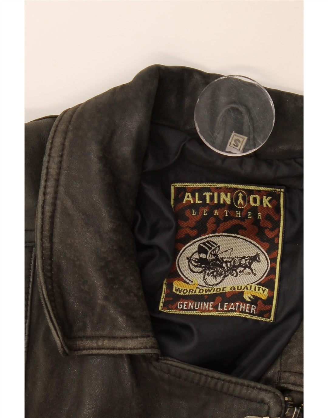 Vintage Damen Leder übergroße Bikerjacke UK 10 Kleines braunes Leder