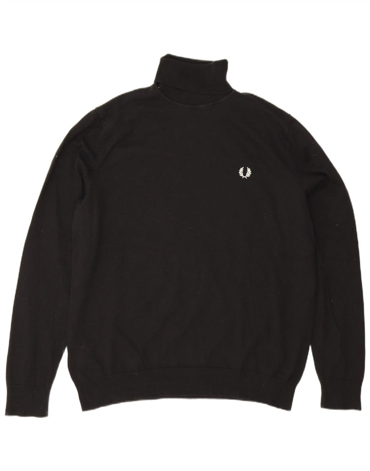 Fred Perry Herren-Pullover mit Rollkragen, XL, schwarze Wolle