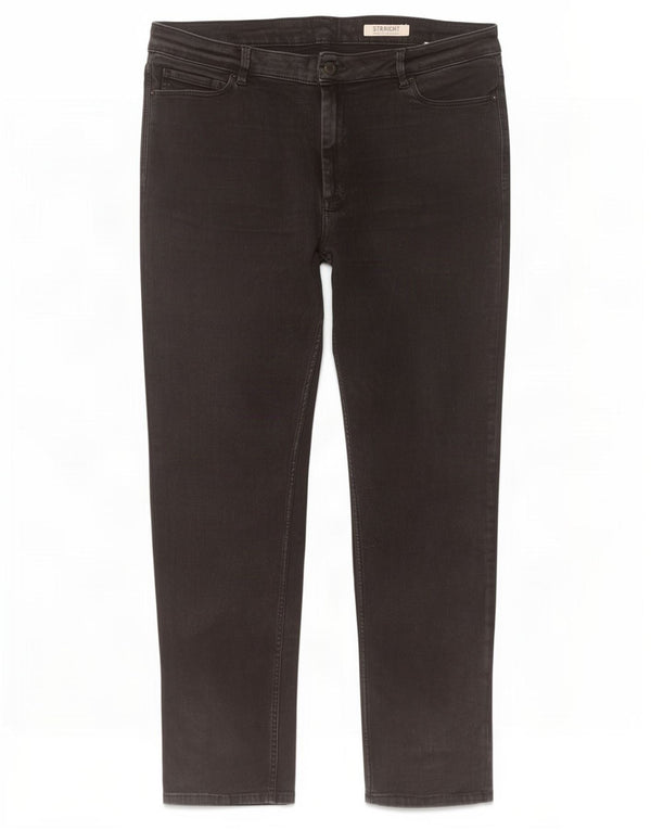 Marks & Spencer Damen Straight Jeans UK 18 XL W38 L30 Schwarze Baumwolle