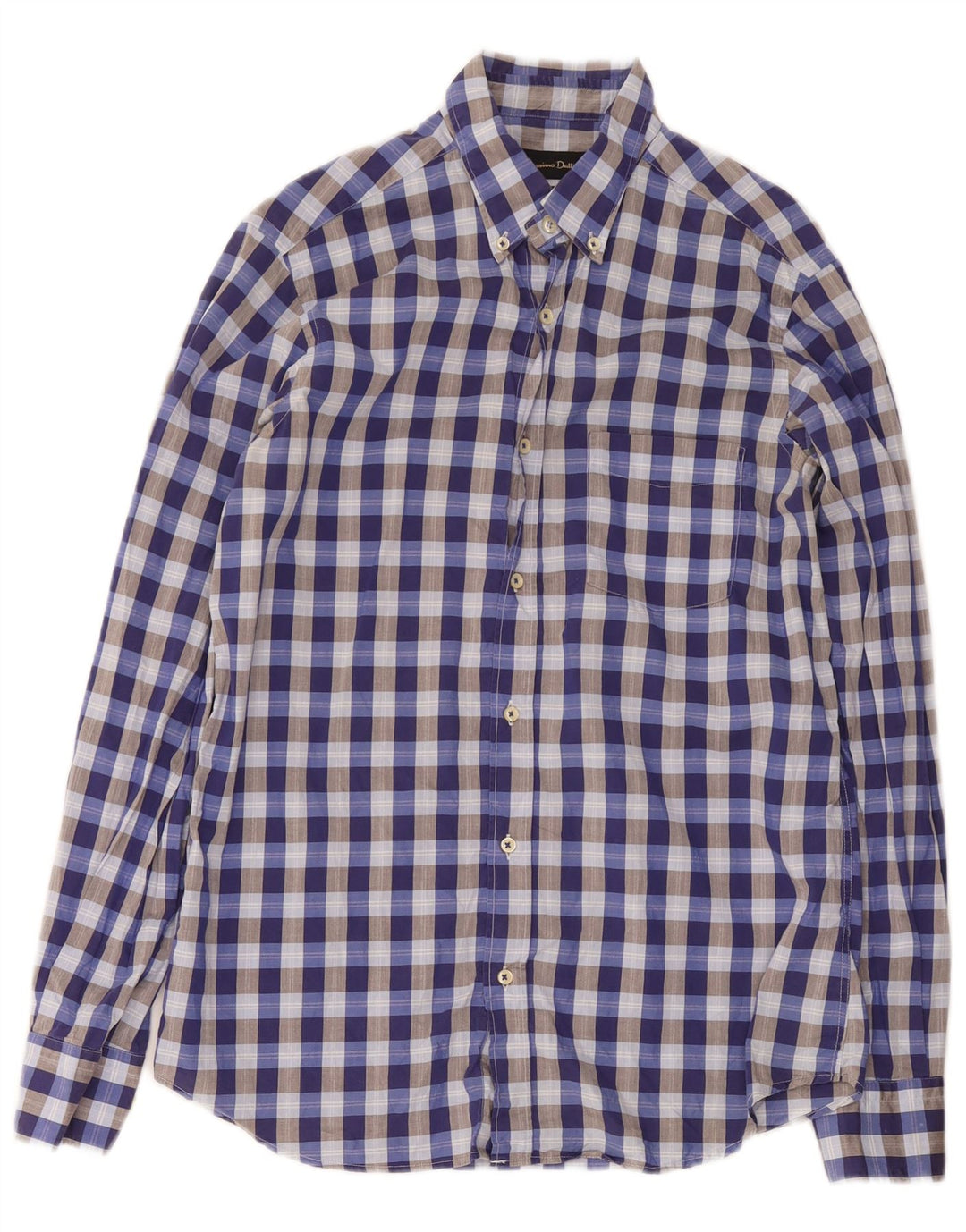 Massimo Dutti Herren-Hemd mit lässiger Passform, mittelblau, kariert