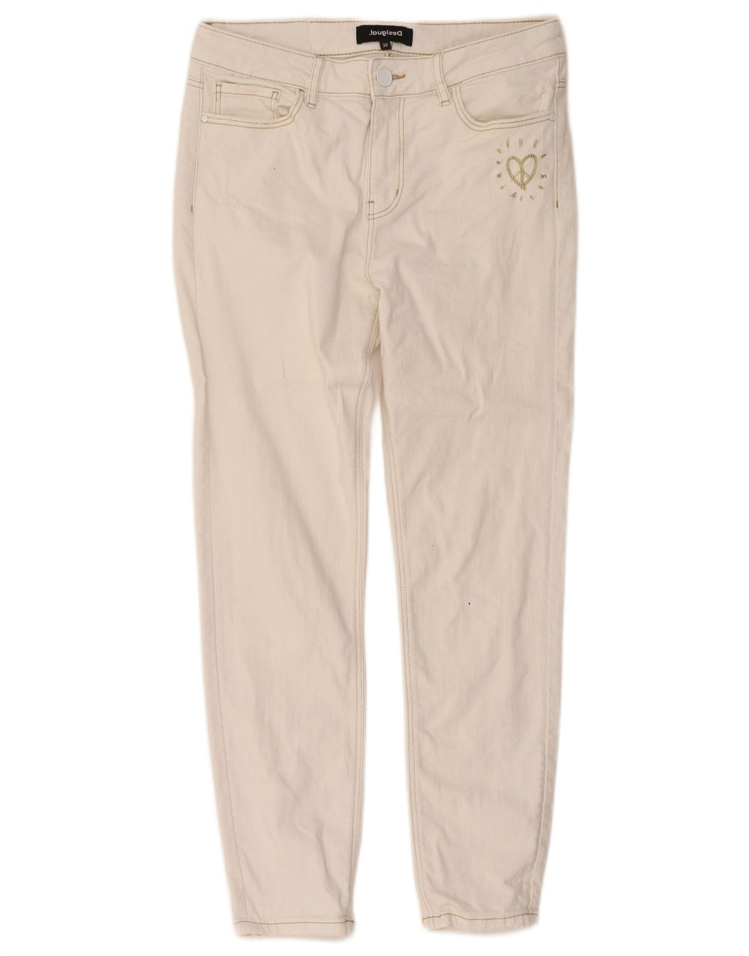Desigual Damen Kurzjeans W30 L25 Weiße Baumwolle