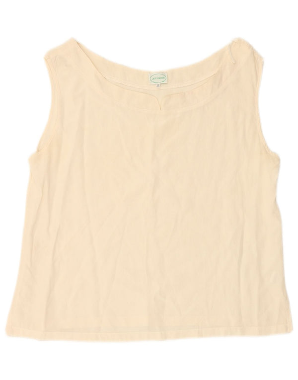 VINTAGE Damen Crop Ärmelloses Blusentop UK 20 2XL Off White Silk