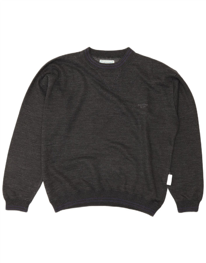 Vintage Herren Sweatshirt Pullover große graue Baumwolle