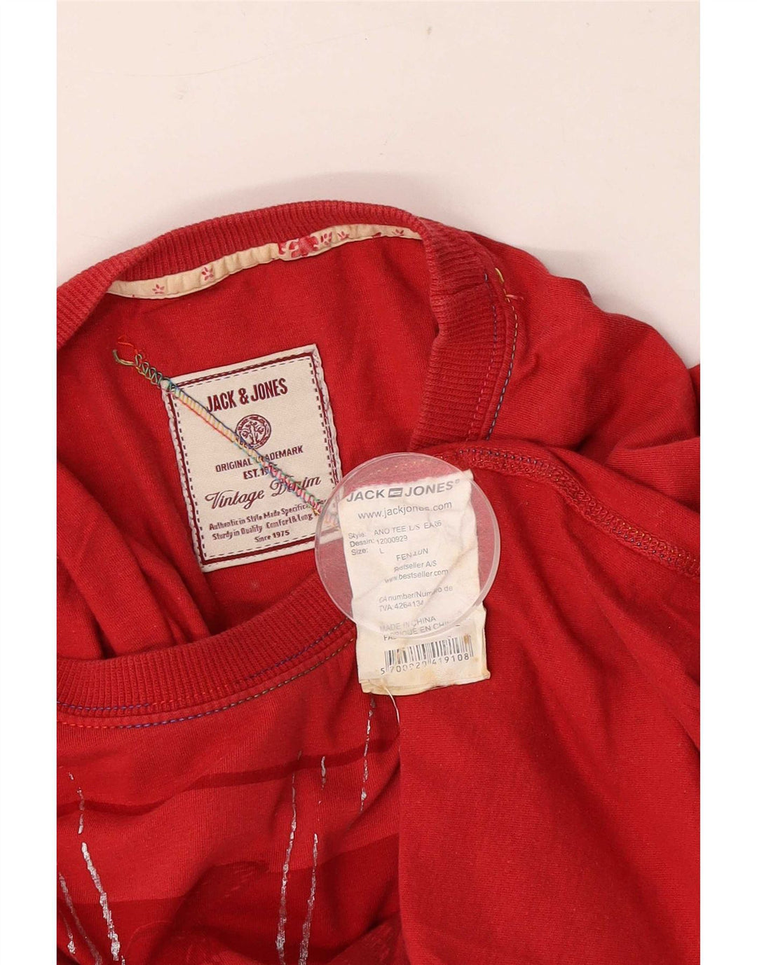 Jack & Jones Herren-Oberteil mit Grafik, langärmelig, groß, aus roter Baumwolle