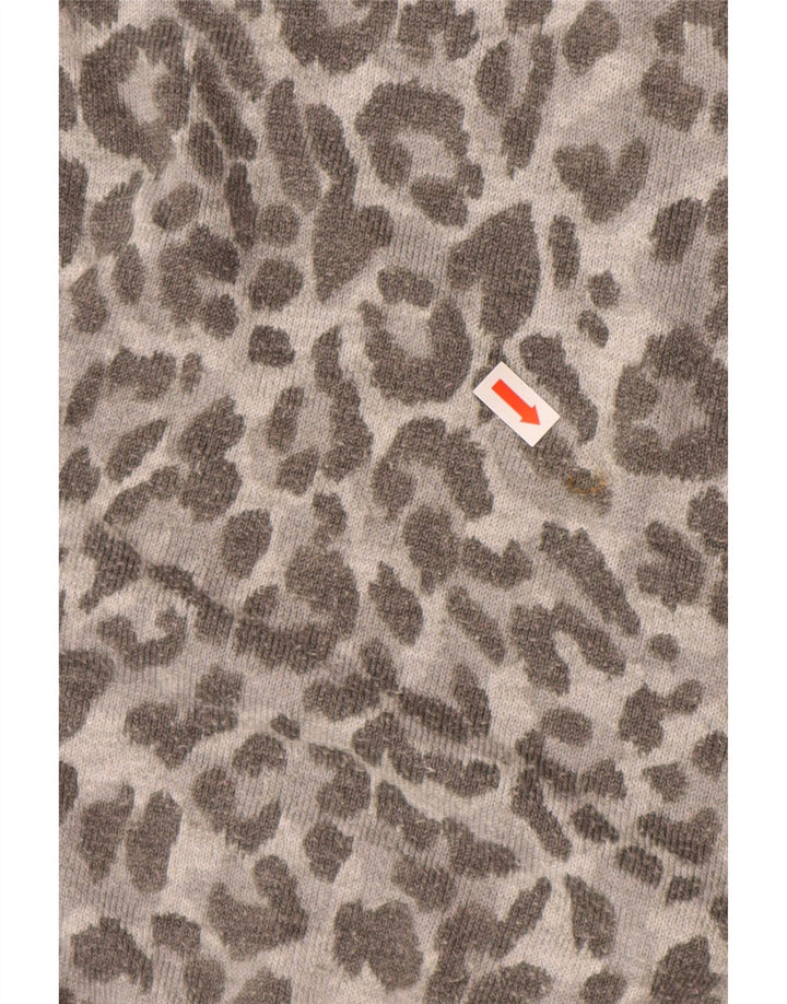 OASIS Rollkragenpullover für Damen, UK 14, mittelgrau, mit Tiermuster