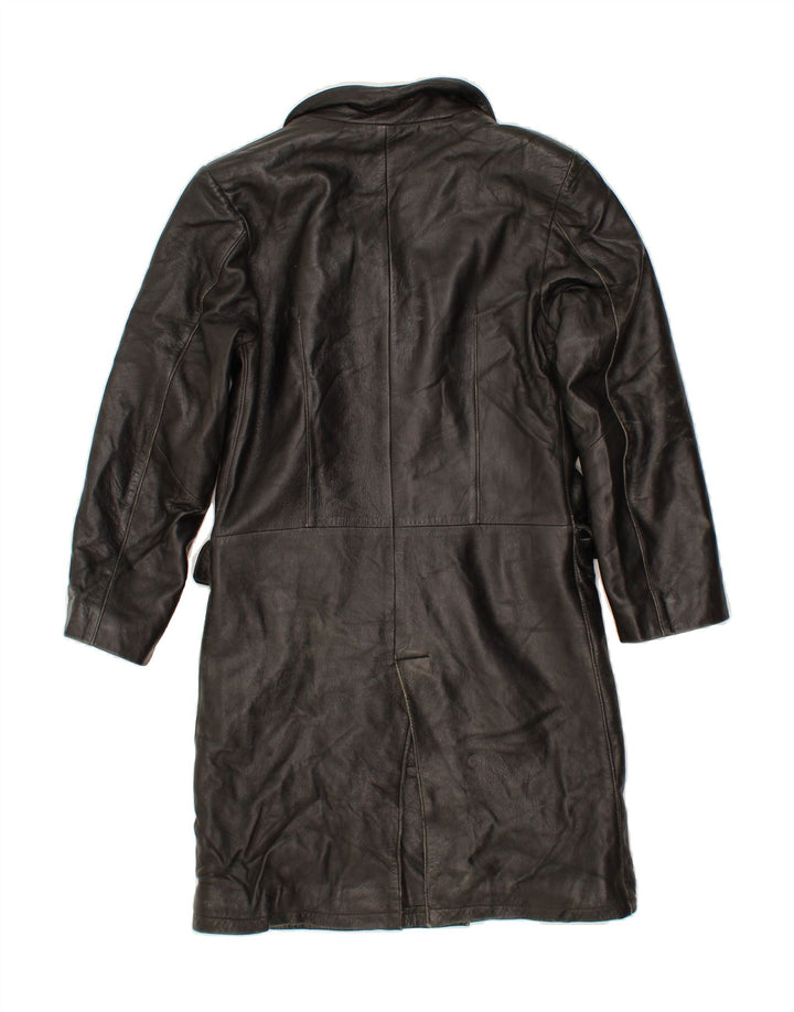 VINTAGE Womens Leather Coat UK 10 Small Black Leather Vintage Vintage and Second-Hand Vintage from Messina Hembry 