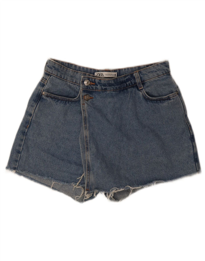 Zara Damen-Jeansshorts, Größe S, W26, Blau, Baumwolle