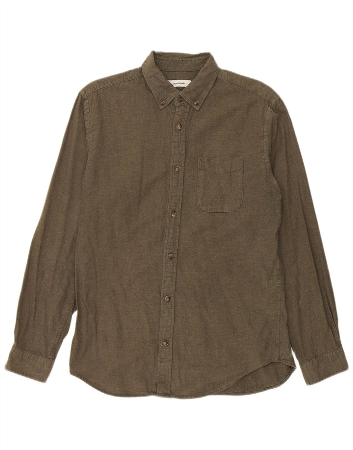 Jack & Jones Herren-Flanellhemd aus mittlerer Khaki-Baumwolle