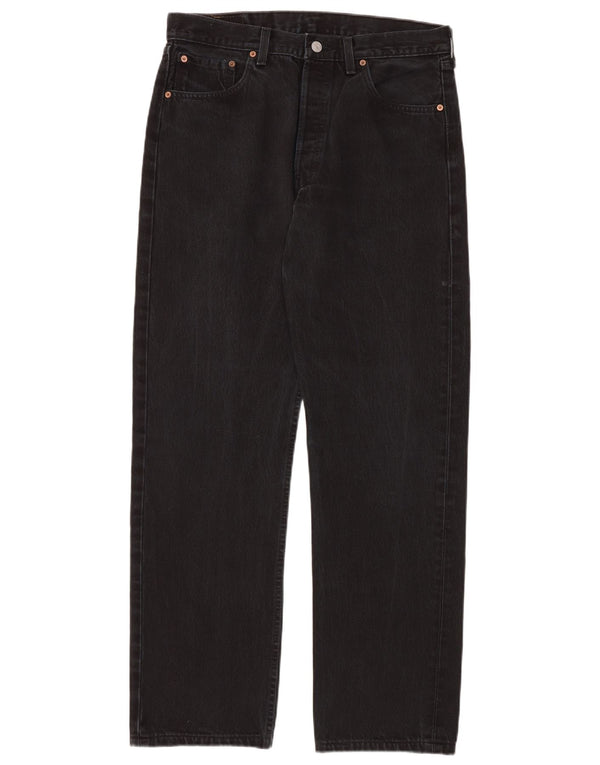 LEVI'S Herren 501 Straight Jeans W34 L34 Schwarze Baumwolle