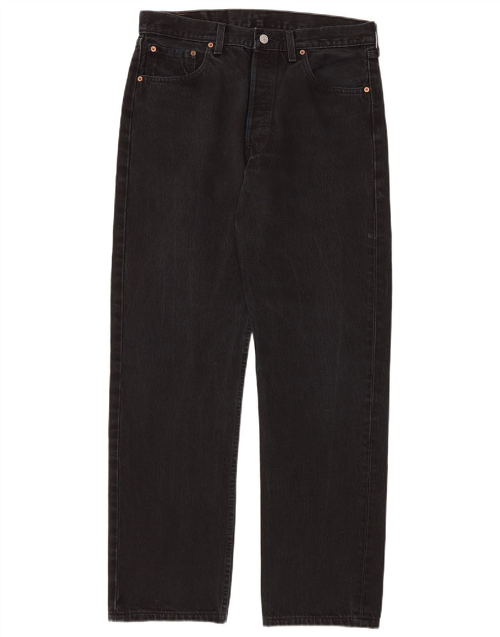 LEVI'S Herren 501 Straight Jeans W34 L34 Schwarze Baumwolle