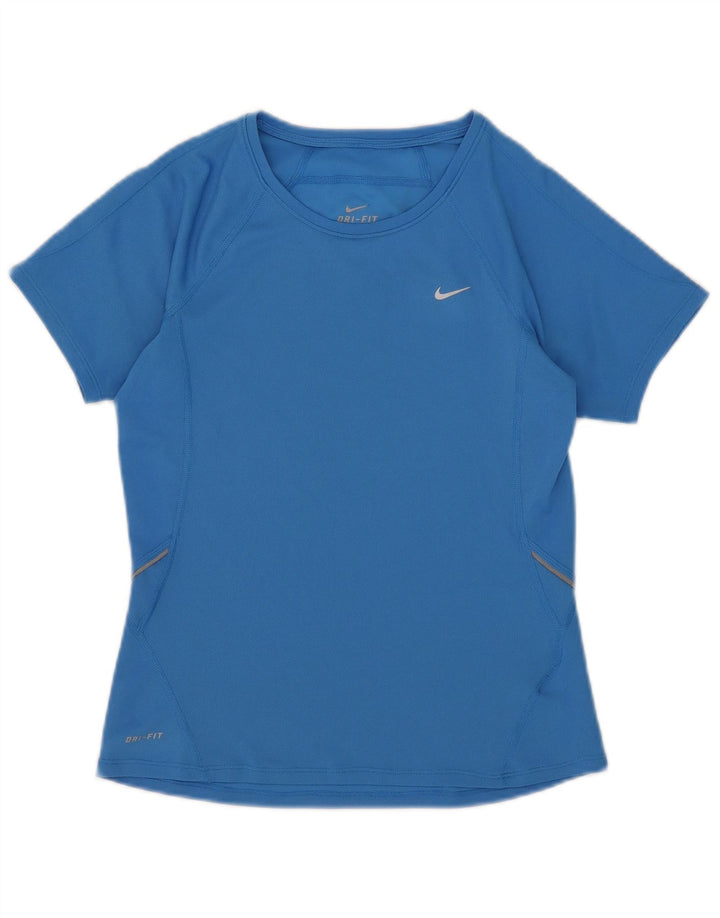 Nike Damen Dri Fit T-Shirt Top UK 8/10 Small Blau Polyester