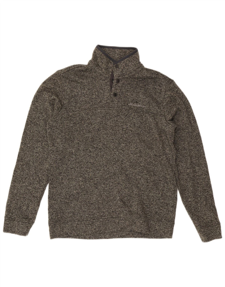 Eddie Bauer Herren-Sweatshirt mit Knopfkragen, Mittelgrau meliert