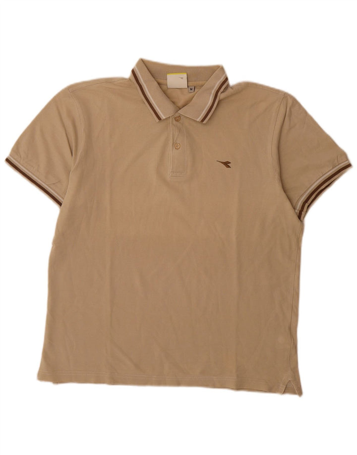 Diadora Herren-Poloshirt aus mittelbeiger, gestreifter Baumwolle