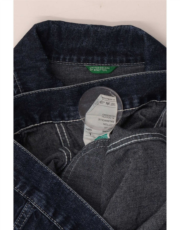 Benetton Damen Jeansjacke UK 40 Große blaue Baumwolle