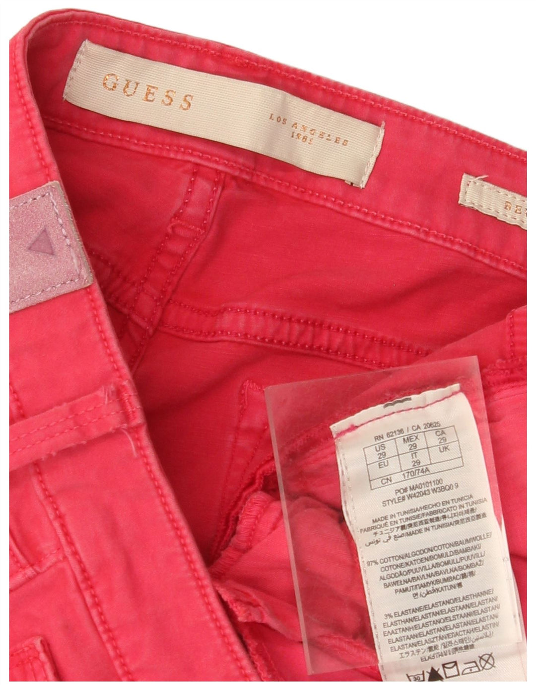 GUESS Damen Slim Freizeithose W29 L28 Rosa Baumwolle