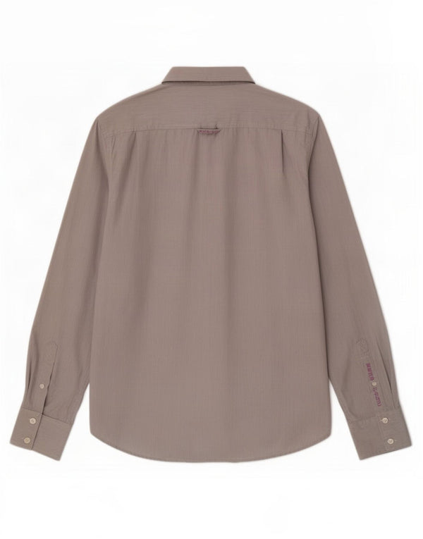 Superdry Herren-Hemd XL aus grauer Nadelstreifen-Baumwolle