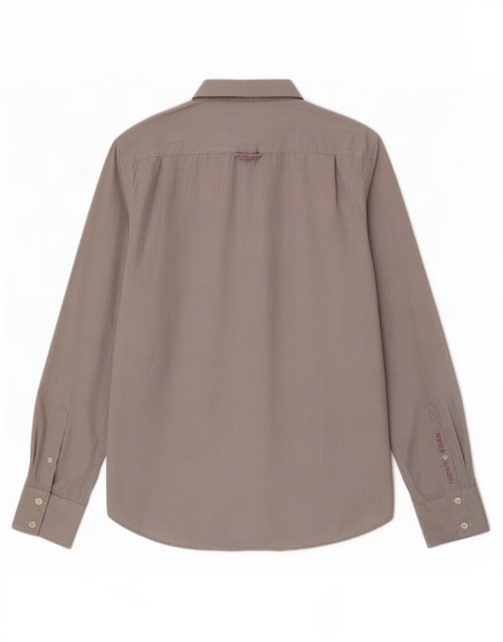 Superdry Herren-Hemd XL aus grauer Nadelstreifen-Baumwolle