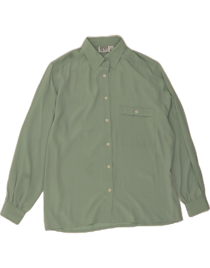 VINTAGE Womens Longline Oversized Shirt UK 10 Small Green Polyester Vintage Vintage and Second-Hand Vintage from Messina Hembry 