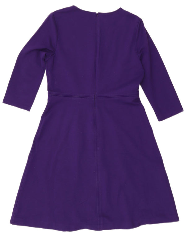 Hobbs A-Linien-Kleid mit 3/4-Ärmeln für Damen, UK 14, mittelviolette Viskose