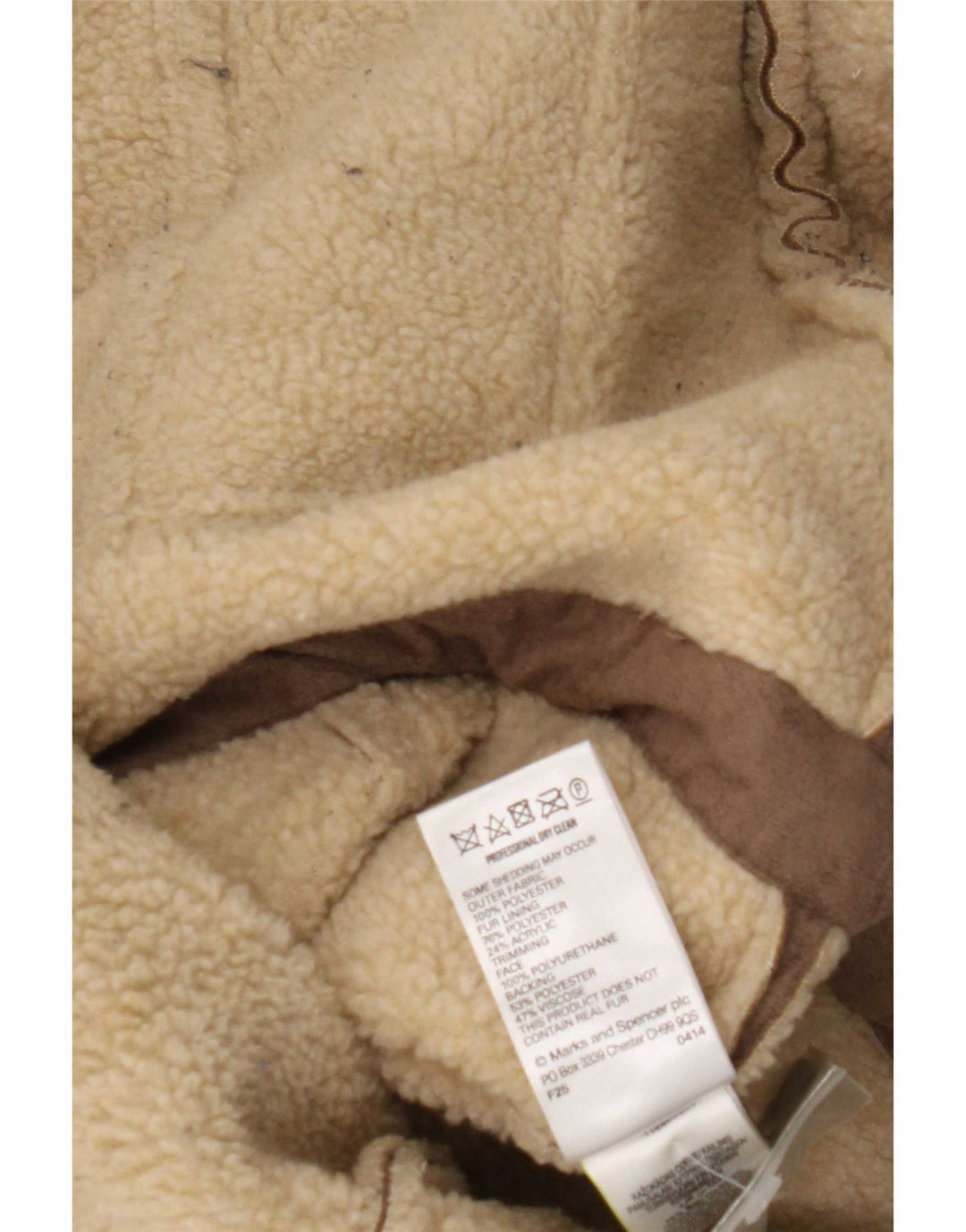 Marks & Spencer Damen Sherpa-Jacke UK 16 Large Braun Polyester