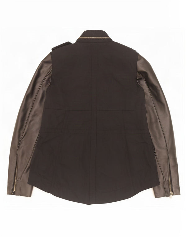 Zara Damen-Militärjacke mit Kapuze, UK 6 XS, schwarzes Polyurethan