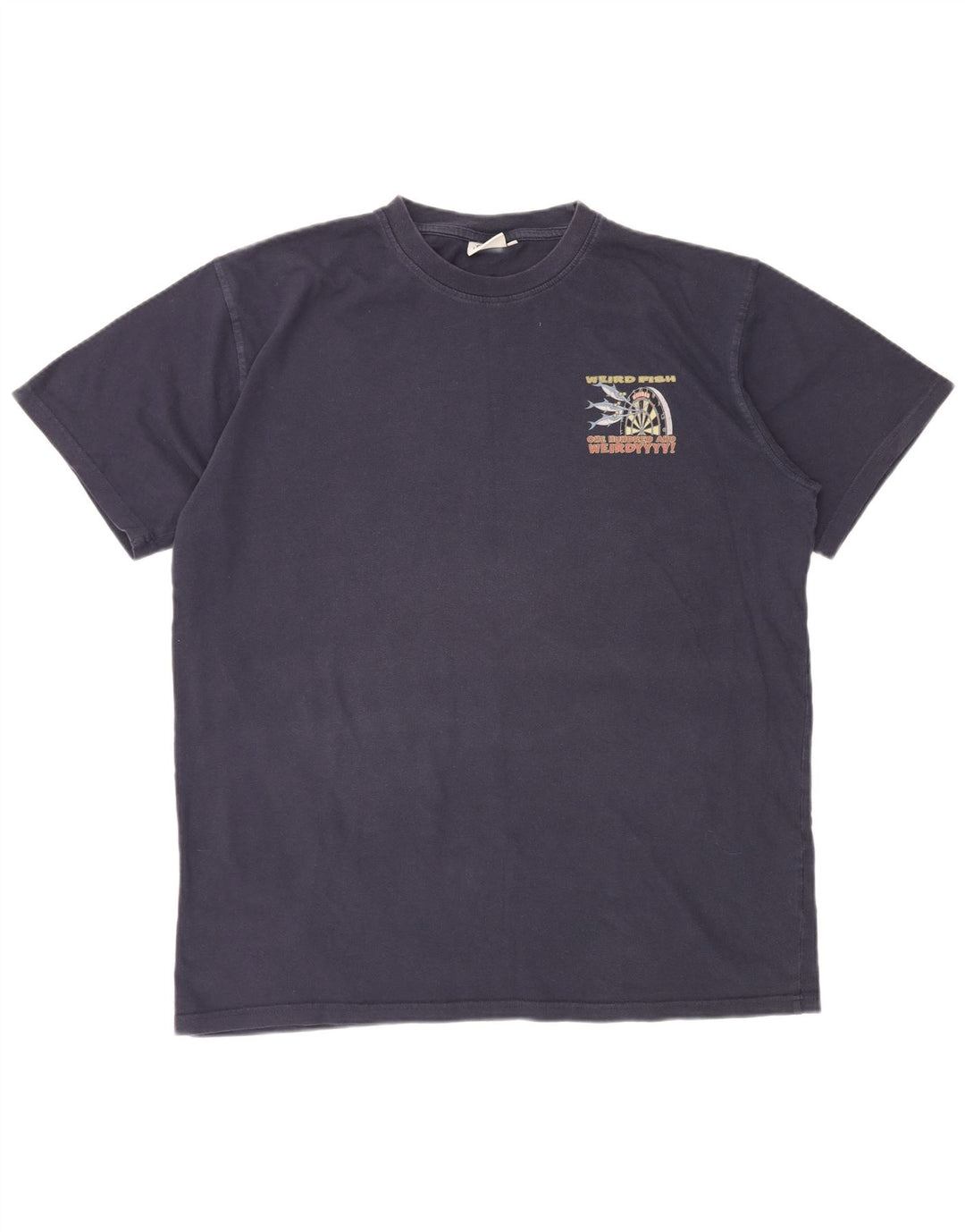 WEIRD FISH Herren-Grafik-T-Shirt-Oberteil XL aus marineblauer Baumwolle