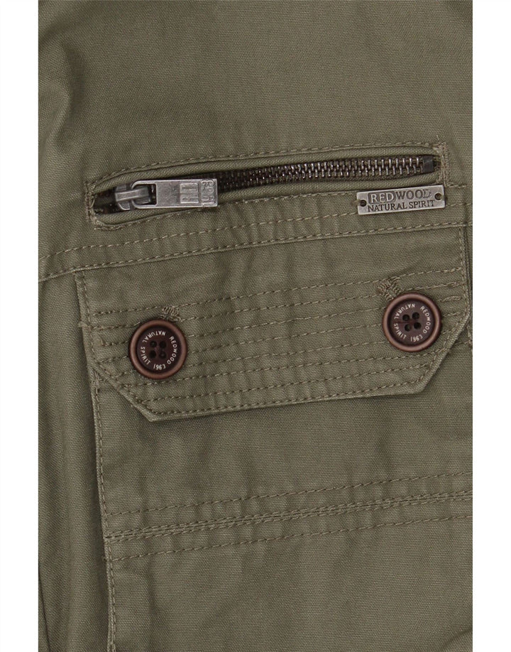 REDWOOD Herren-Utility-Jacke UK 40 Large Khaki Baumwolle