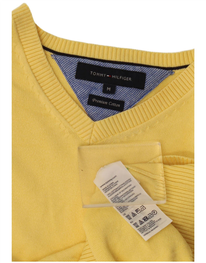 Tommy Hilfiger Herren-Pullover mit V-Ausschnitt aus mittelgelber Baumwolle