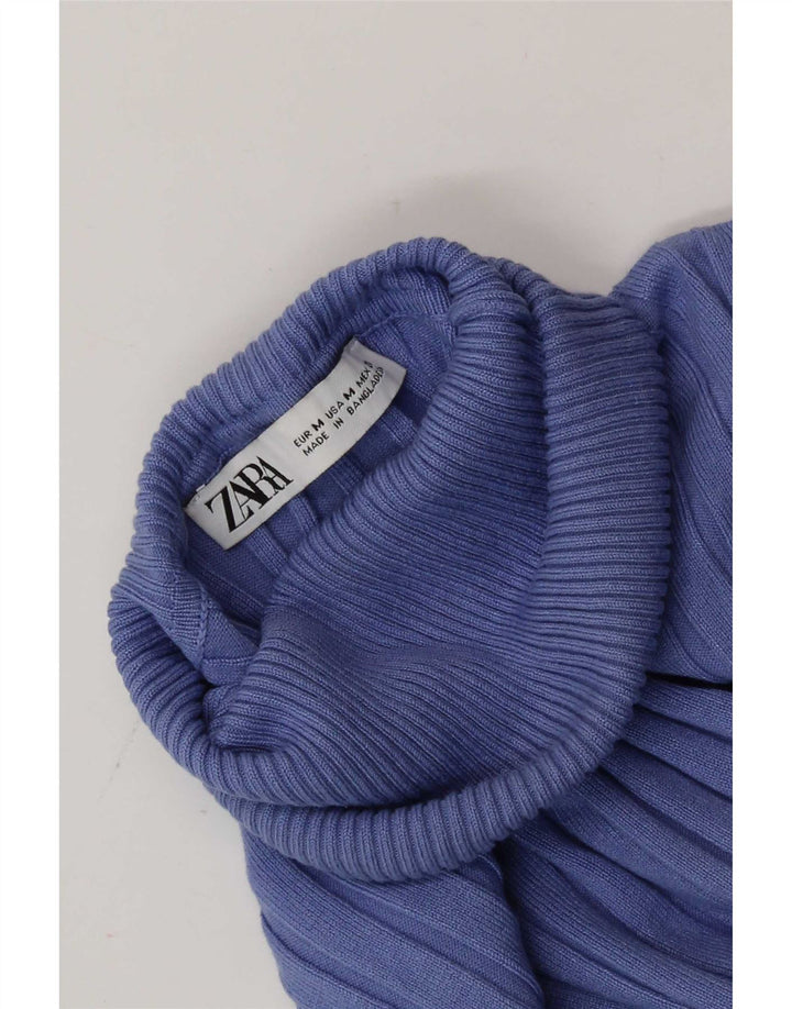 Zara Damen Crop Rollkragenpullover Pullover UK 12 Mittellila
