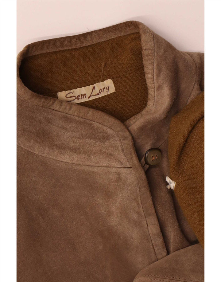 Vintage Damen Übergroßer Wildledermantel UK 14 Medium Beige