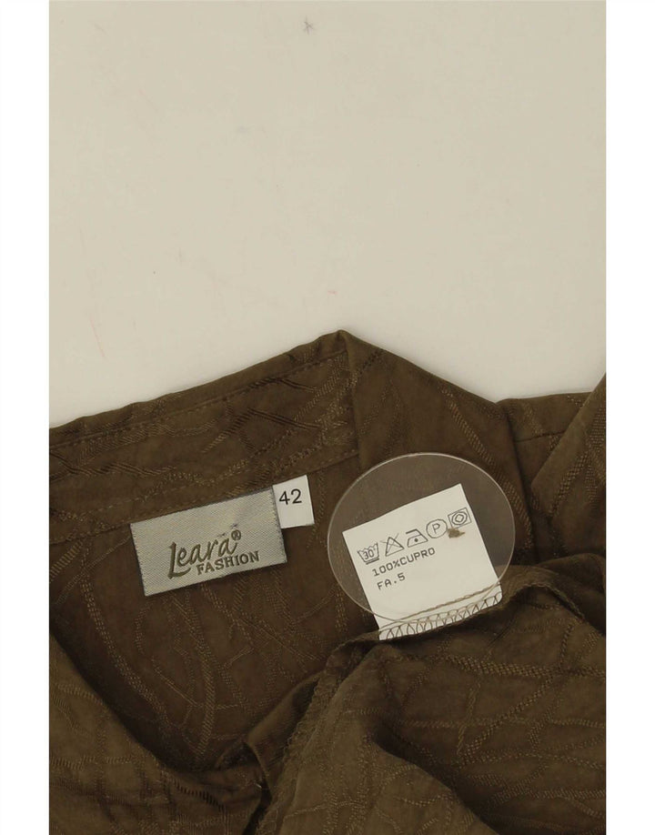 Leara Damen-Hemdbluse mit abstraktem Muster, EU 42, groß, Khaki, Cupro