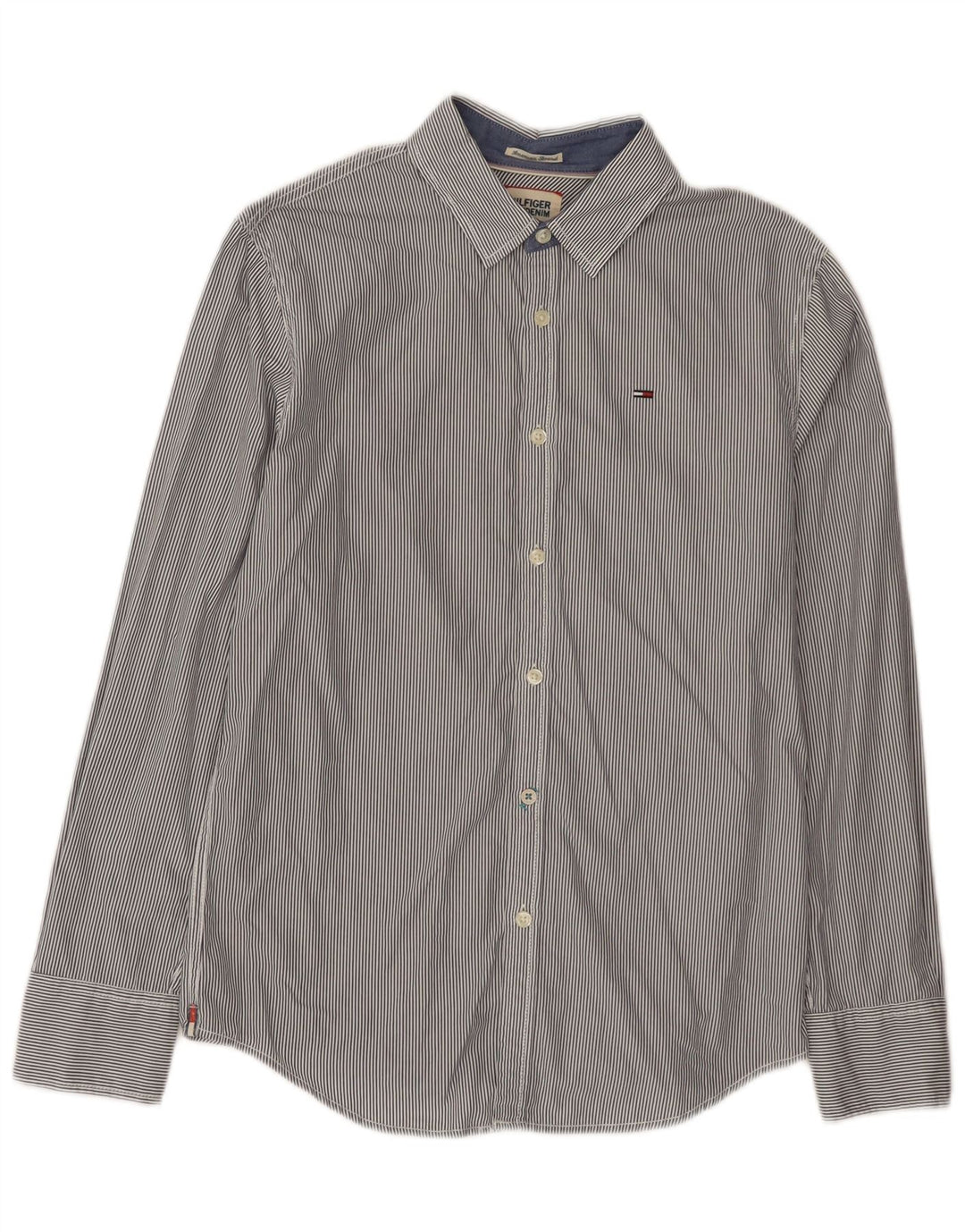 Tommy Hilfiger Herren-Hemd, klein, marineblau, Nadelstreifen-Baumwolle