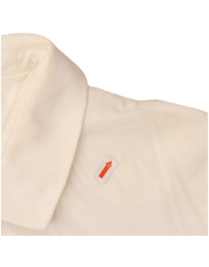 FRENCH CONNECTION Herren-Poloshirt, groß, cremefarbene Baumwolle