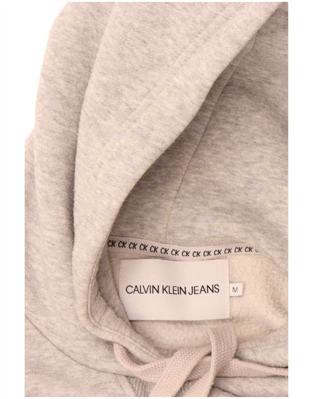 Calvin Klein Jeans Damen Crop Hoodie Pullover UK 14 Mittelgraue Baumwolle