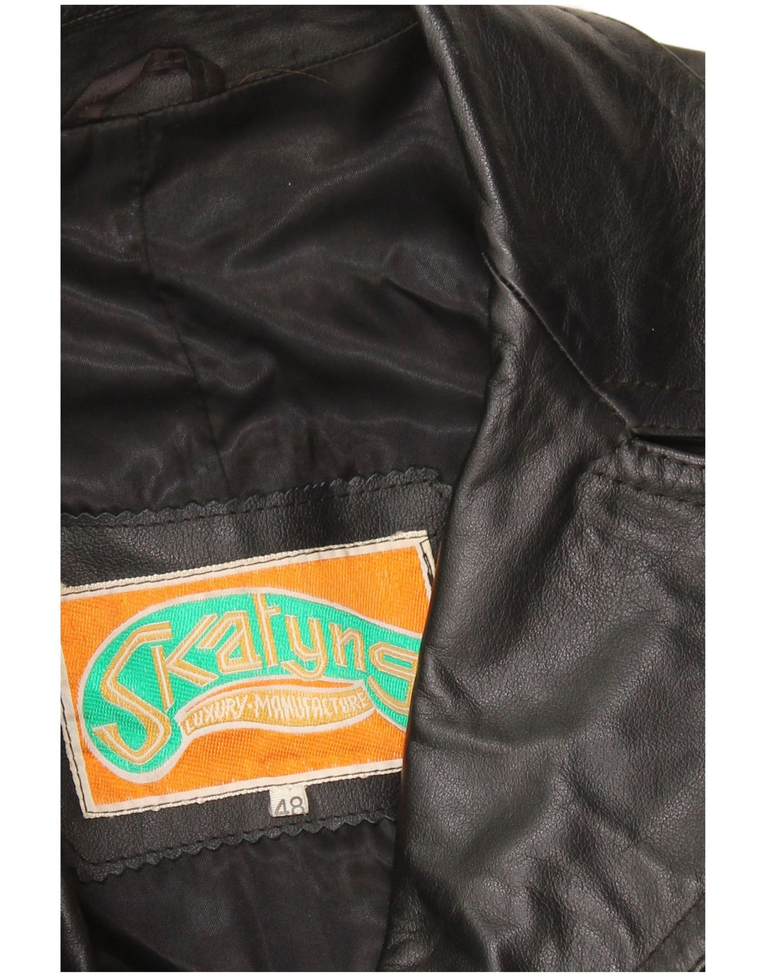 VINTAGE Herren Ledermantel IT 48 Mittelschwarzes Leder