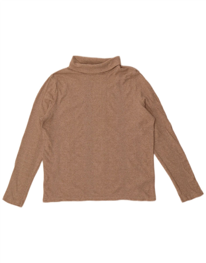 Marks & Spencer Damen-Blusenoberteil mit Rollkragen, Gr. 46, Beige, Baumwolle