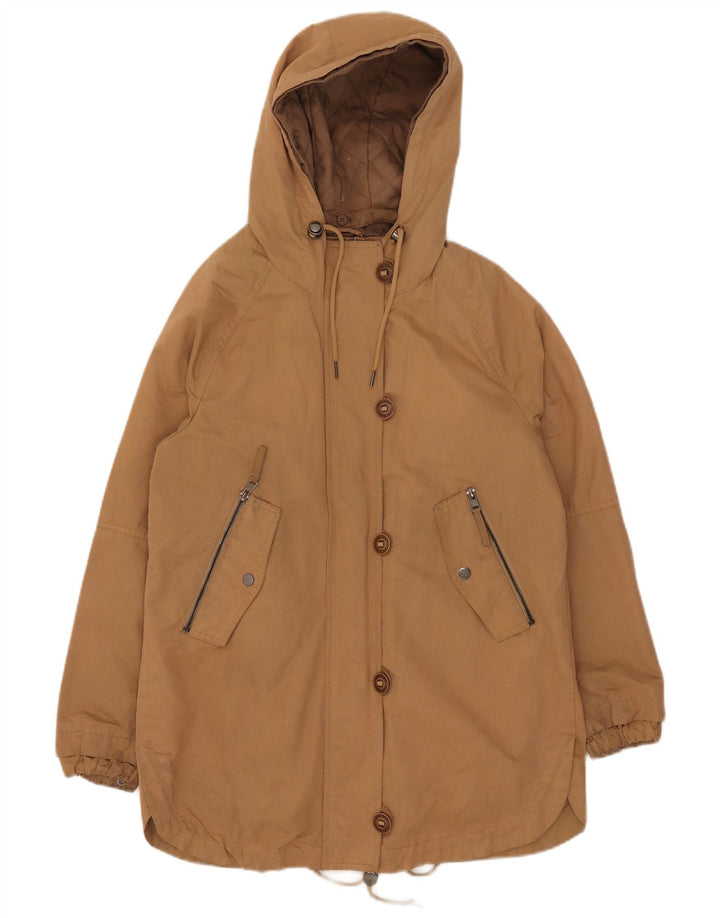 Zara Damen-Parka mit Kapuze, UK 6, XS, Beige, Polyester